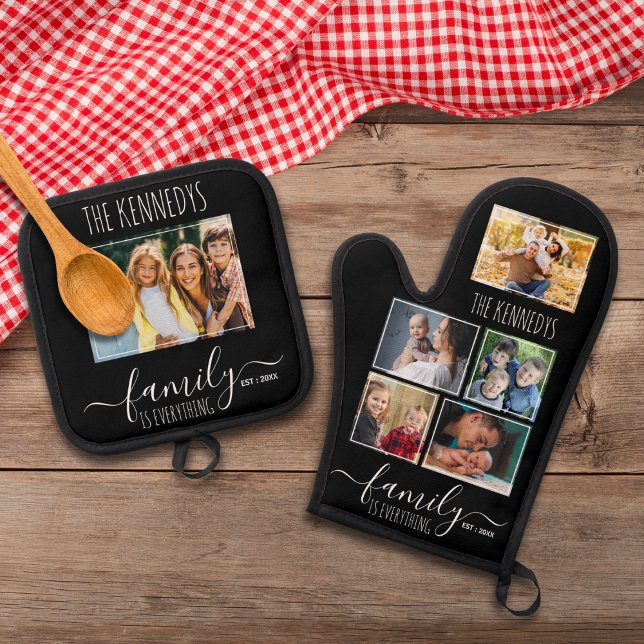 Set De Manoplas Create Your Own 6 Photo Collage Family Name Black (Subido por el creador)