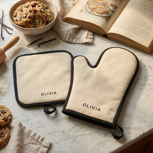Set De Manoplas Crema de mantequilla personalizada con nombre