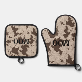 Set De Manoplas Crema de papel falso falso de vaca y marrón