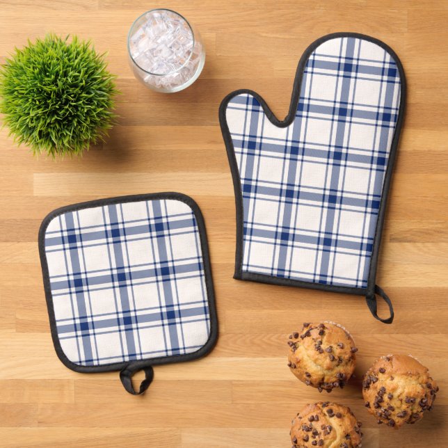 Set De Manoplas Cuadro náutico azul y blanco (De arriba hacia abajo)