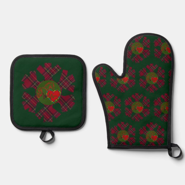 Set De Manoplas Cuadros Copo de Nieve  (Anverso)