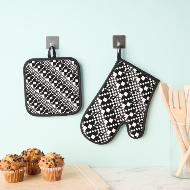 Set De Manoplas Cuadros, Cuadros - Negro y Blanco (Insitu (colgante))