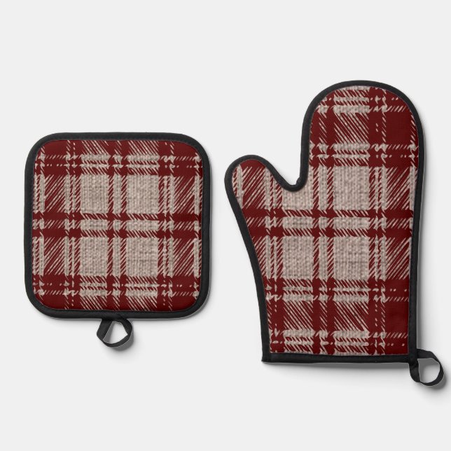 Set De Manoplas Cuadros Marrones  (Anverso)