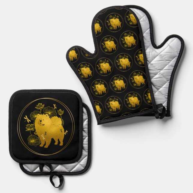 Set De Manoplas CUANDO LOS DRAGONES VOLAN - Chow-Oven Mitt y Pot H (Anverso/Reverso)