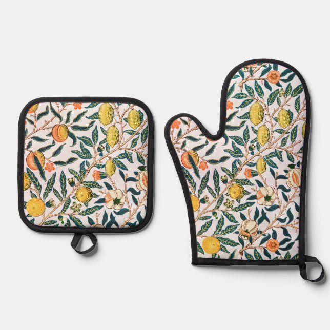 Set De Manoplas Cuatro patrones de frutas, William Morris (Anverso)