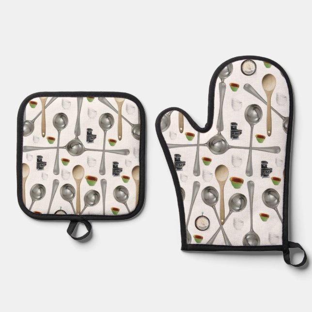 Set De Manoplas Cucharas de Oven Mitt & Pot Holders (Anverso)
