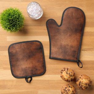 Set De Manoplas Cuero negro marrón