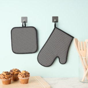 Set De Manoplas Cuidado Chevron negro/blanco