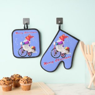 Set De Manoplas Cúpula con Navidades en bicicleta y regalo