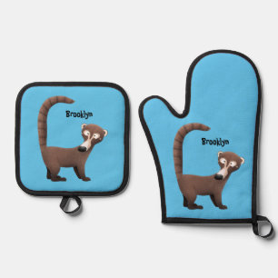 Set De Manoplas Curioso ilustracion personalizado de coatimundi