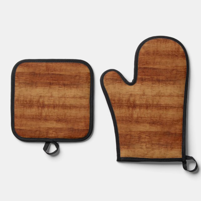 Set De Manoplas Curly Koa Acacia Wood Grain Look (Anverso)