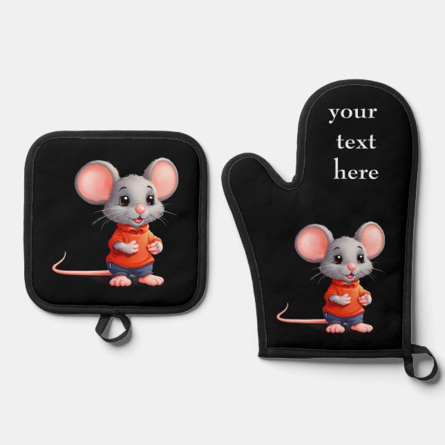 Set De Manoplas Curso El ratón Personaliza el cambio de texto, nom (Anverso)