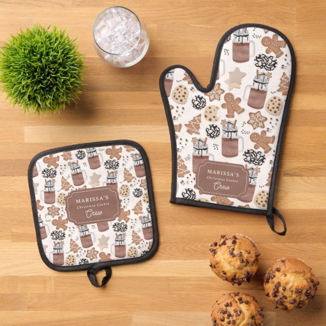 Set De Manoplas Custom Christmas Cookie Baking Crew Personalized (De arriba hacia abajo)