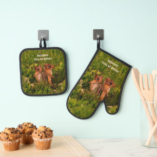 Set De Manoplas Cute Baby Chipmunks Arte Animal Personalizado