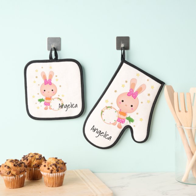 Set De Manoplas Cute, Bunny, paddle, cumpleaños, saludo, invitati (Insitu (colgante))