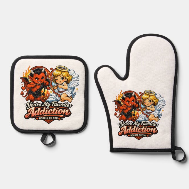 Set De Manoplas Cute Devil & Angel Valentine Day Love Design (Anverso)