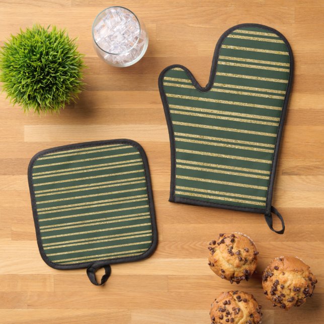Set De Manoplas Cute Fall Cocina estacional de rayas (De arriba hacia abajo)