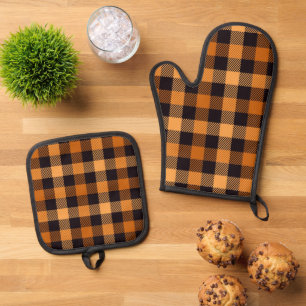 Set De Manoplas Cute Fall Estacional Buffalo plaid