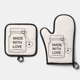Set De Manoplas Cute Mason Jar Hecho con Amor Cocina