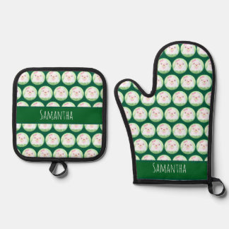 Set De Manoplas Cute Matcha Latte Ghost