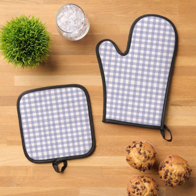 Set De Manoplas Cute Pastel Navy Gingham (De arriba hacia abajo)