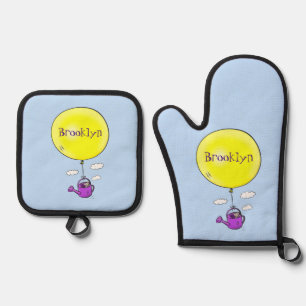 Set De Manoplas Cute ratón en la lata de riego con personalizado d