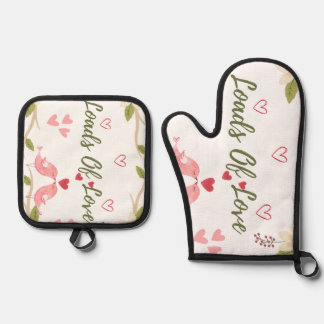Set De Manoplas Cute Rustic Lots Love Floral