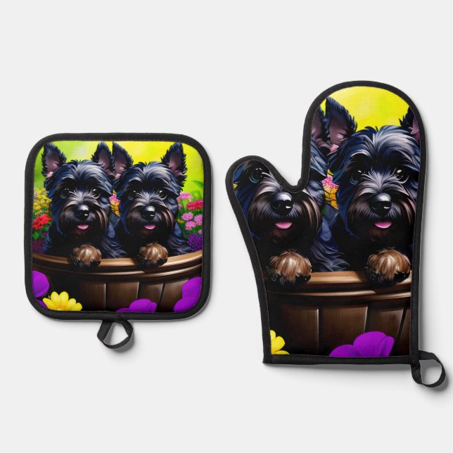 Set De Manoplas Cute Scottie Terrier (Anverso)