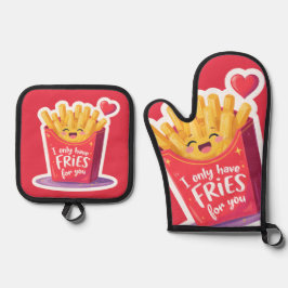 Set De Manoplas Cute Valentine French Fries Pun