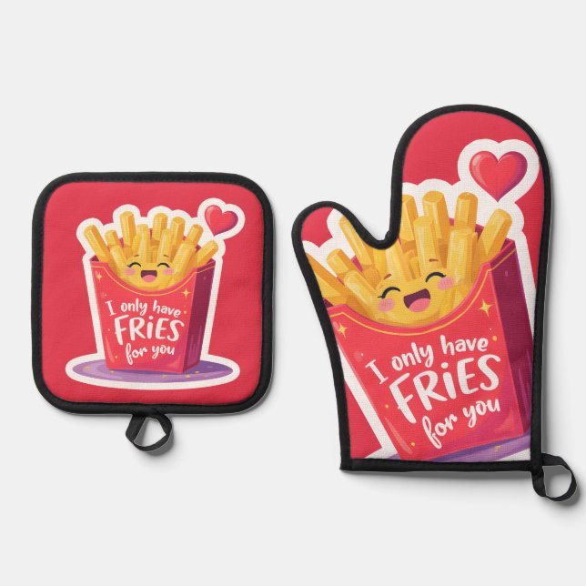 Set De Manoplas Cute Valentine French Fries Pun (Anverso)