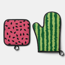 Set De Manoplas Cute Watermelon Funny Picnic Red Green