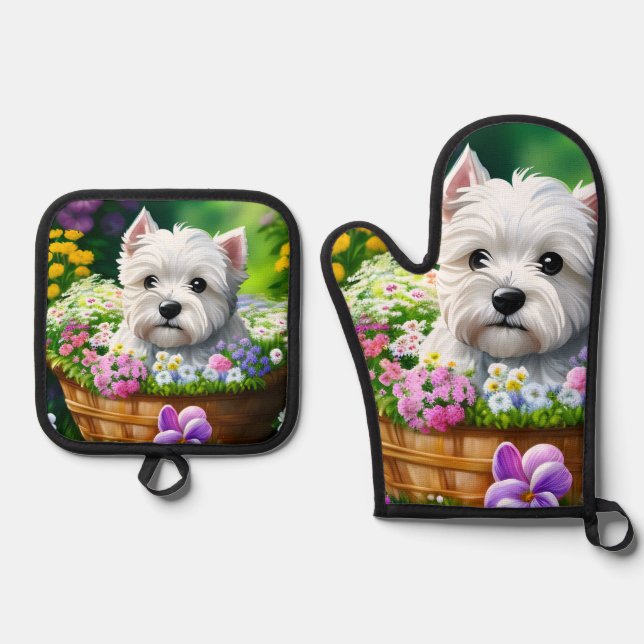 Set De Manoplas Cute Westie Terrier (Anverso)