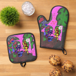 Set De Manoplas Cycle Mantrella 2 Oven Mitts y Pot Holder