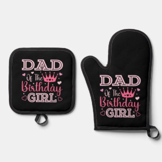Set De Manoplas Dad of The Birthday Girl Cute Pink Matching Family