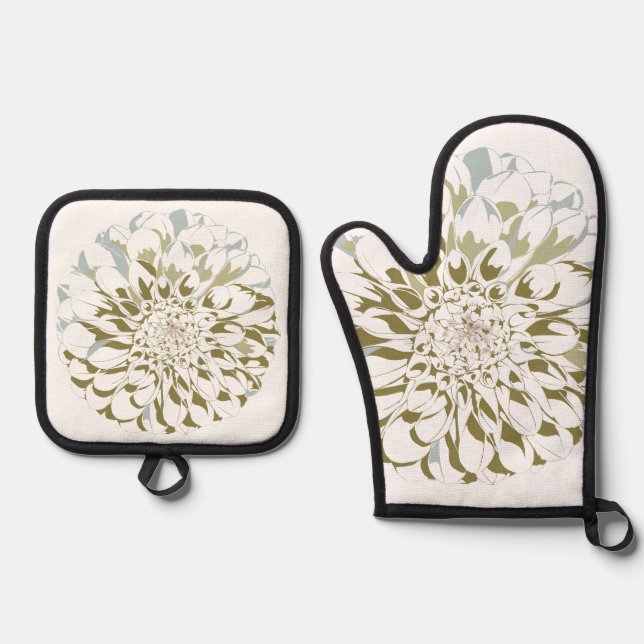 Set De Manoplas Dahlia Floral  (Anverso)