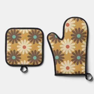 Set De Manoplas Daisies retro en amarillo