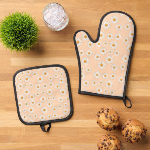 Set De Manoplas Daisy Floral Apron - Esenciales de cocina botánica