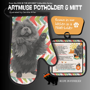 Set De Manoplas DAMA SINIÉSTRICA - PERRO CHOW Manopla para horno y