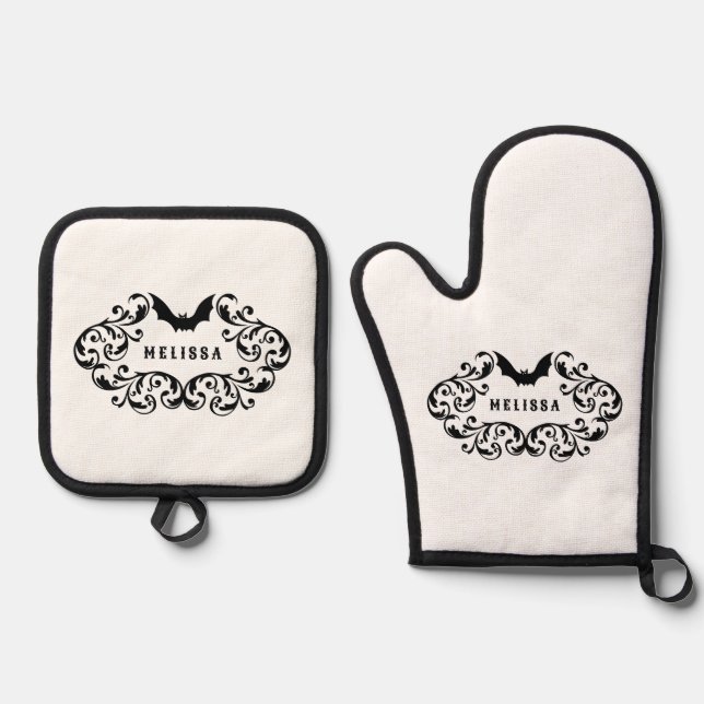 Set De Manoplas Damask Glam Bat Personalizado (Anverso)