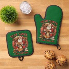 Set De Manoplas Dear Santa I Can Explain Potholders