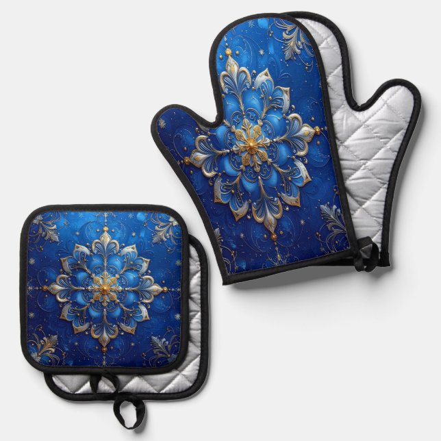 Set De Manoplas Decoración Azul (Anverso/Reverso)