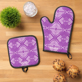 Set De Manoplas Decoración de cocina divertida con patrón de chevr