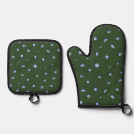 Set De Manoplas Deep Forest Japanese Nemophila Floral Pattern