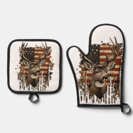 Set De Manoplas Deer, Buck Season USA Flag