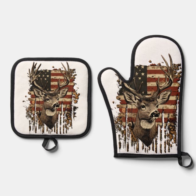 Set De Manoplas Deer, Buck Season USA Flag (Anverso)