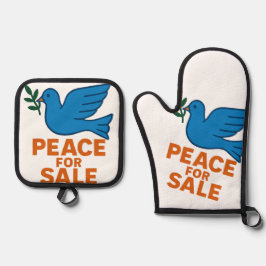 Set De Manoplas Delantal con tema de paz