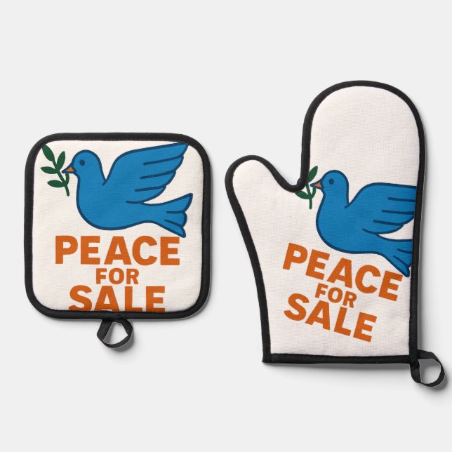 Set De Manoplas Delantal con tema de paz (Anverso)
