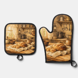 Set De Manoplas Delantal de cocina de granja vintage