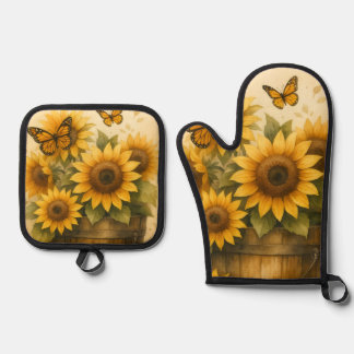 Set De Manoplas Delantal de girasol