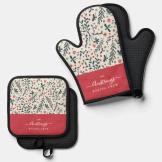 Set De Manoplas Delantal de Navidad para familia | Ramas verdes es